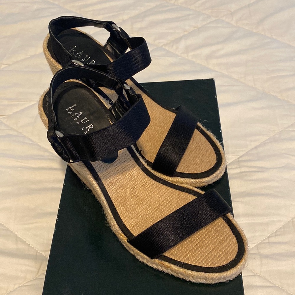 Ralph Lauren women’s espadrille wedge sandals, size 7B, Brand new in box